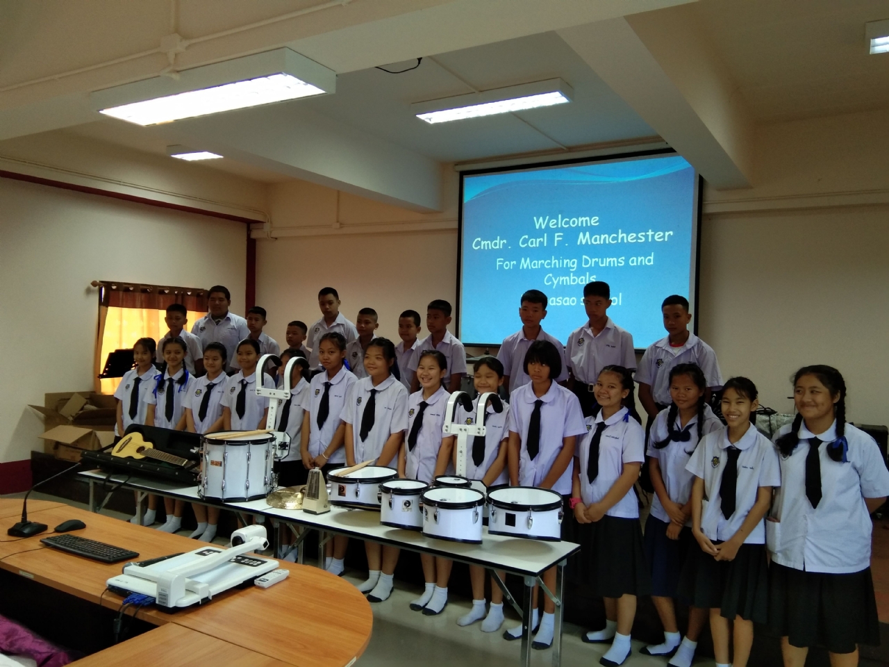 Donated musical instruments to the Ban Pasao School in Doi Saket.